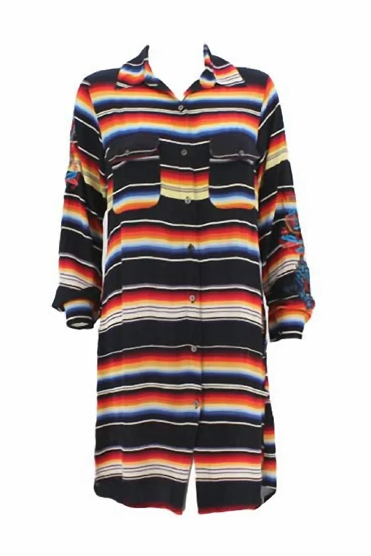 Women's Sunrise Saltillo Shirt Dress In Multi Button Front Shirt