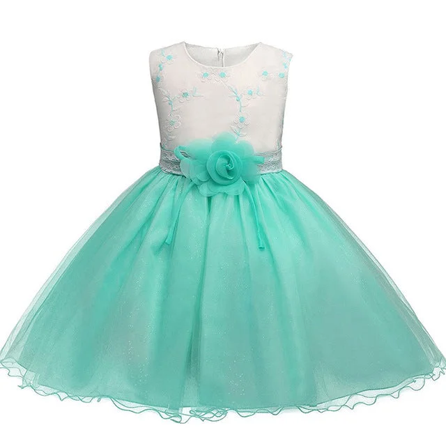 Tulle Lace Dress, Sky Blue, Size 4-10 Yrs Tulle Dress Sleek