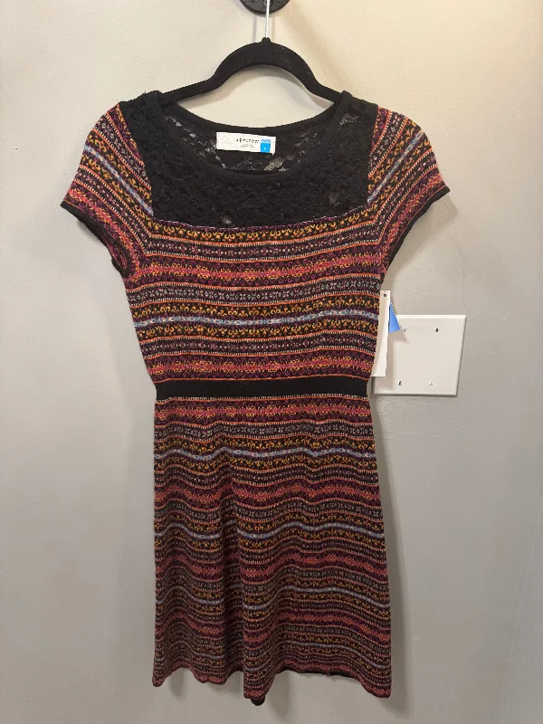 Dress Sweater By Sparrow In Black & Orange, Size: S Fitted Sweater Gown