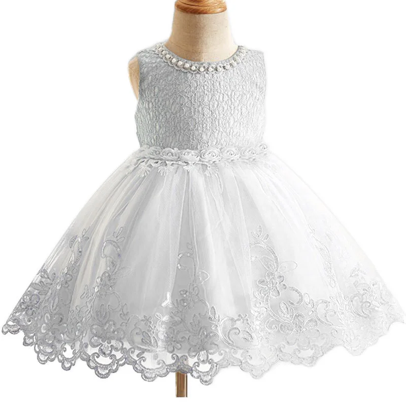 White Lace & Tulle Dress (6M-24M) Tulle Dress Glow