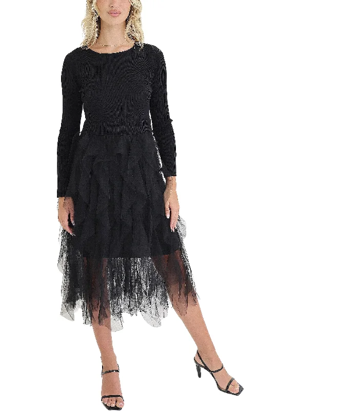 Knit Midi Dress w/ Tulle Tulle Dress Trend