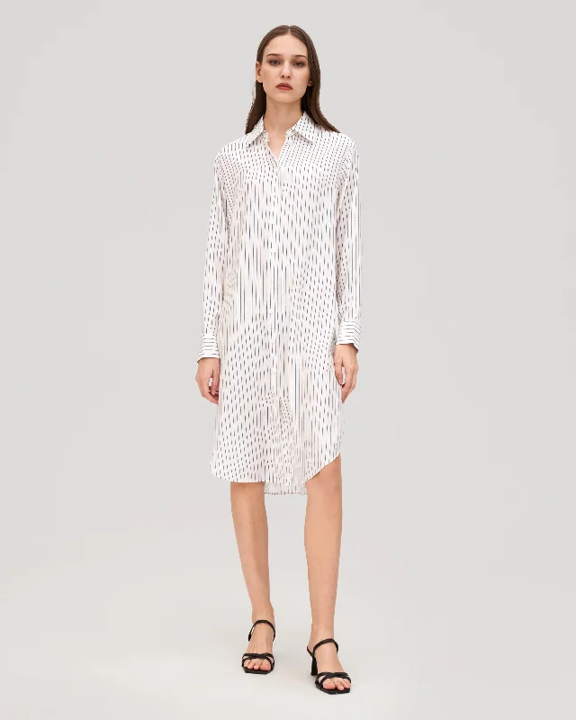 Pinstriped Freesia Shirt Dress for Women Polka Dot Shirt