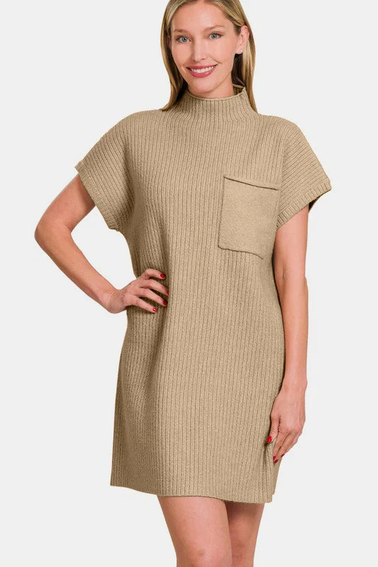 Zenana Short Sleeve Sweater Mini Dress Knit Sweater Dress