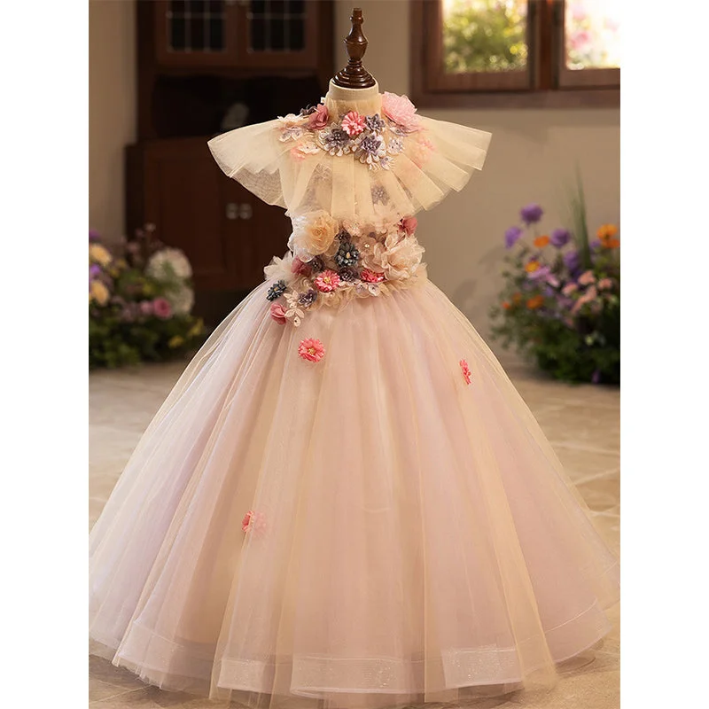 Flower Girl Princess Dress Girl Birthday Fluffy Tulle Dress Tulle Dress Modern