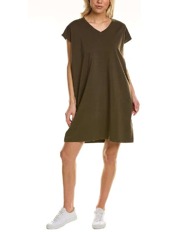 EILEEN FISHER V-Neck T-Shirt Dress Lace Shirt Dress