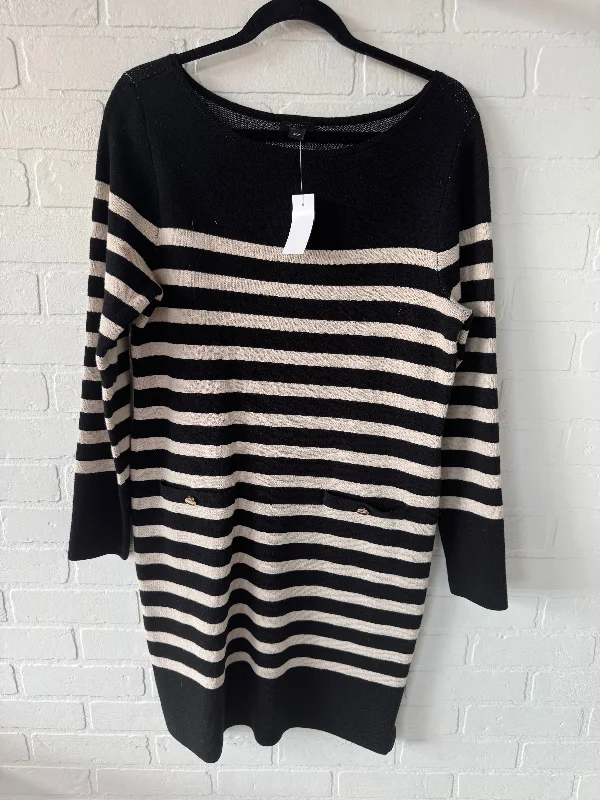 Dress Sweater By Ann Taylor In Black & Tan, Size: L Fall Knit Sweater