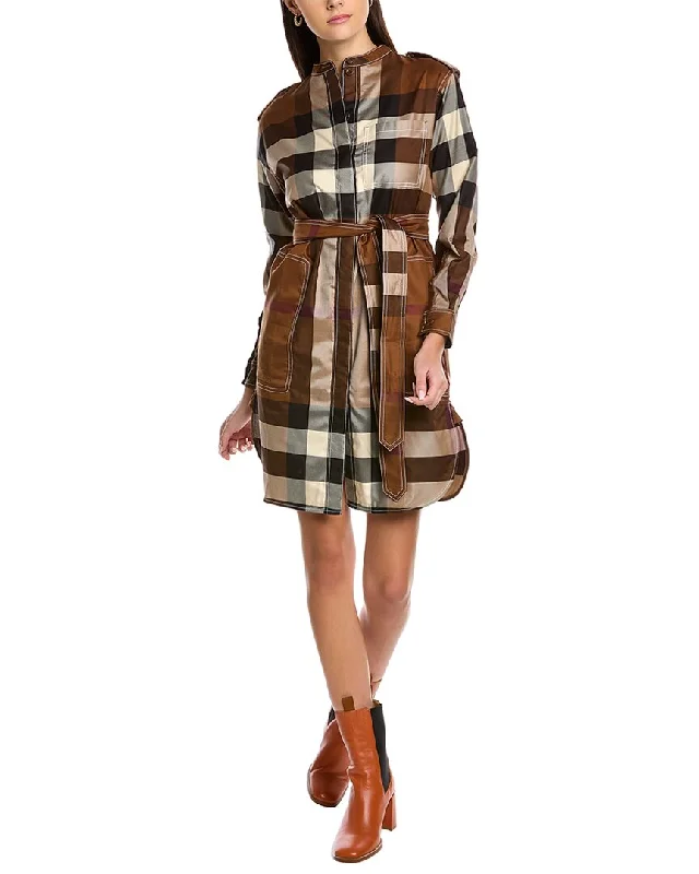 Burberry Check Tie-Waist Shirt Dress Boho Shirt Dress