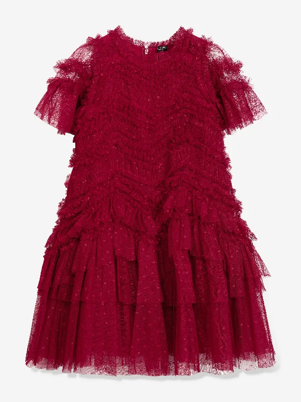 Needle & Thread Girls Elia Tulle Dress in Red Tulle Dress Dazzle