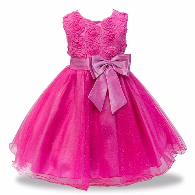 Girls Pink Tulle Dress, Size 2-10 Yrs Romantic Tulle Gown