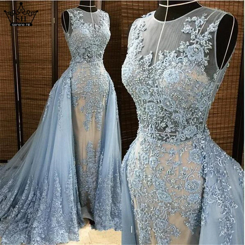 Mermaid Evening Dress Long Light Blue Sleeveless Tulle Formal HA2114 Sexy Tulle Dress