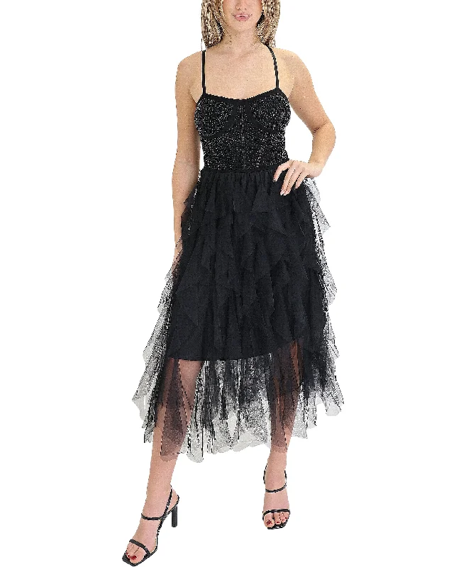 Crystal Bodice Dress w/ Tulle Bottom Tulle A-line Dress