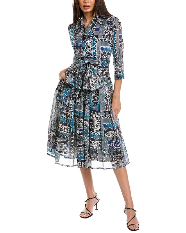 Samantha Sung Audrey 4 Shirtdress Pleated Shirt Gown