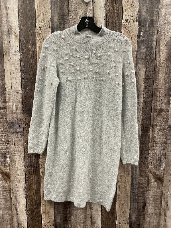 Dress Sweater By Ann Taylor In Grey, Size: M Stylish Knit Dress