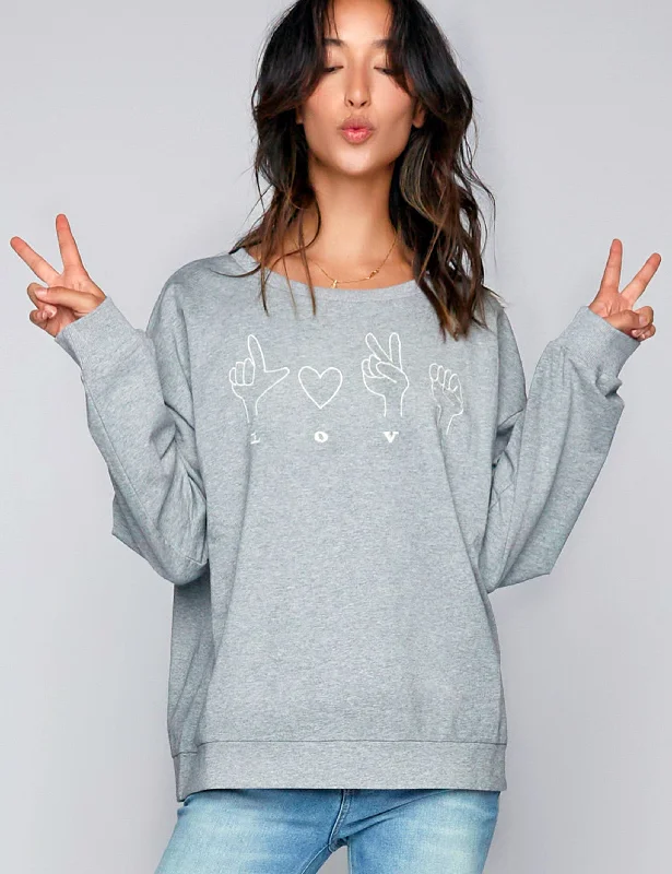 Talk To The Hand L-O-V-E Sweatshirt Warm Sweatshirt Designs