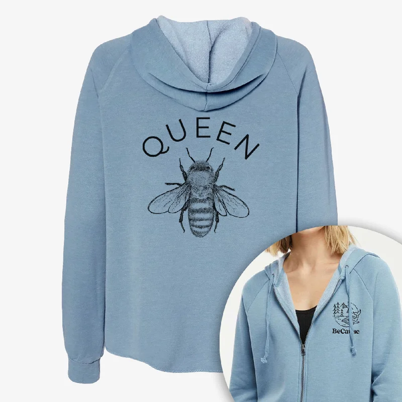 Queen Bee - Women's Cali Wave Zip-Up Sweatshirt Hoodie Sweatshirt with Logo