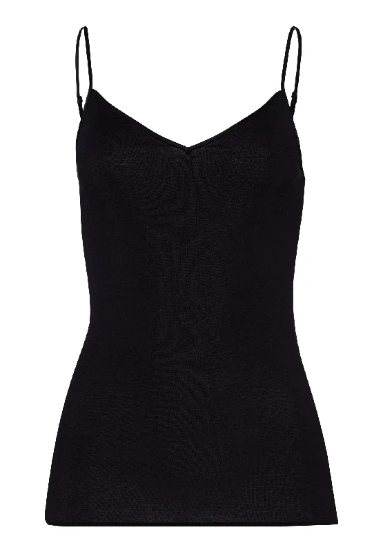 Cotton Seamless V-Neck Camisole | Black 71601-019 Silk pajama sets