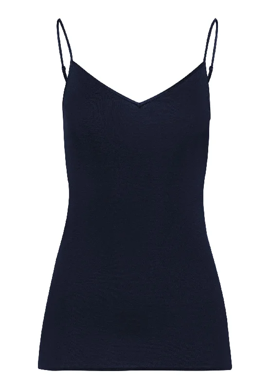 Cotton Seamless V-Neck Camisole | Deep Navy 71601-1610 Linen pajama sets