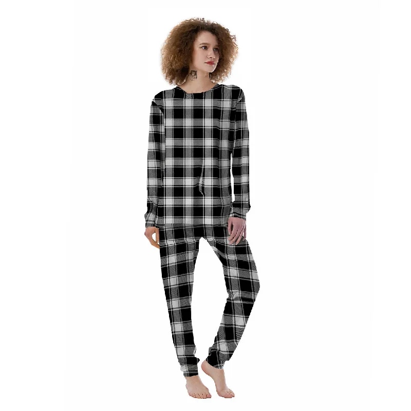 Check White And Black Print Pattern Women's Pajamas Budget-friendly pajama sets