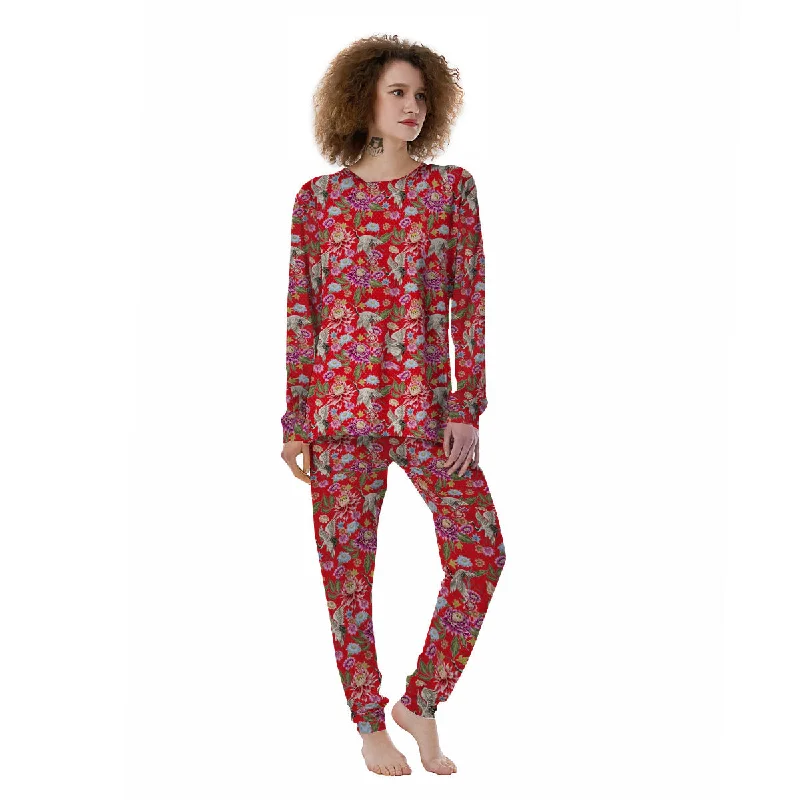 Chrysanthemum Art Print Pattern Women's Pajamas Best pajama sets for sensitive skin