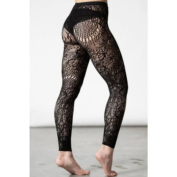 Lace Leggings | Gothic Black Empyrean All Lacey Sheer Leggings / Stockings Lightweight pajama sets