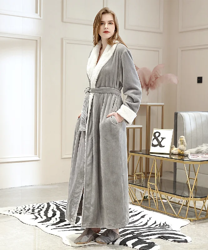 Women Fleece Long Warm Soft Plush Robes for Winter Best pajama sets for hot sleepers