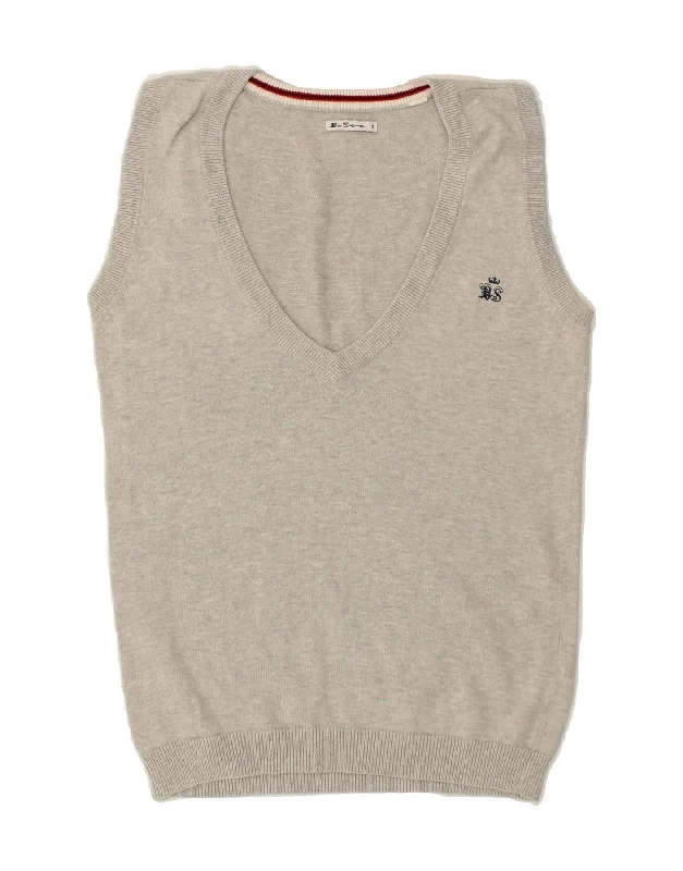 BEN SHERMAN Womens Vest Tank Top UK 10 Small Grey Cotton Thermal sweaters