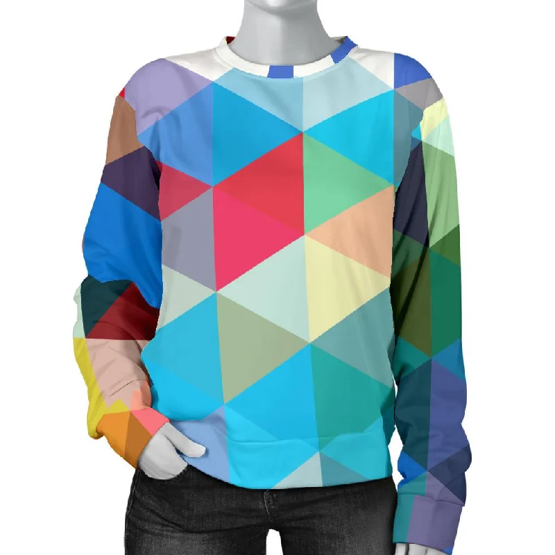 Triangle Colorful Pattern Print Women's Sweatshirt Edgy sweaters