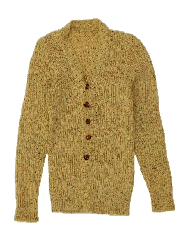 VINTAGE Womens Cardigan Sweater UK 4 XS Yellow Flecked Women's sweaters