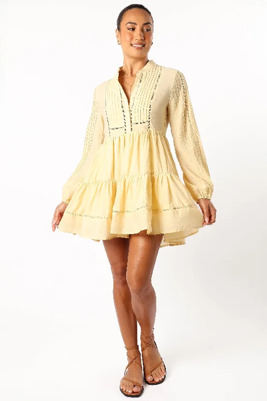 Denali Long Sleeve Mini Dress - Tan Yellow Forever 21 mini dresses