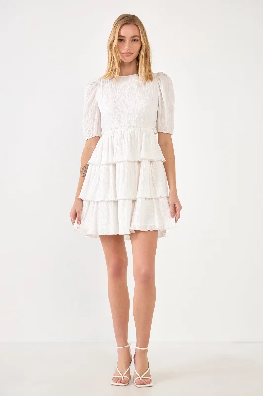 Texture Tiered Dress Cheap mini dresses