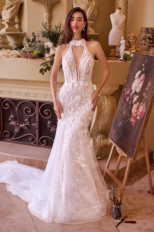 Lace Halter Mermaid Bridal Gown by Ladivine WL019 Satin Bridal Gown