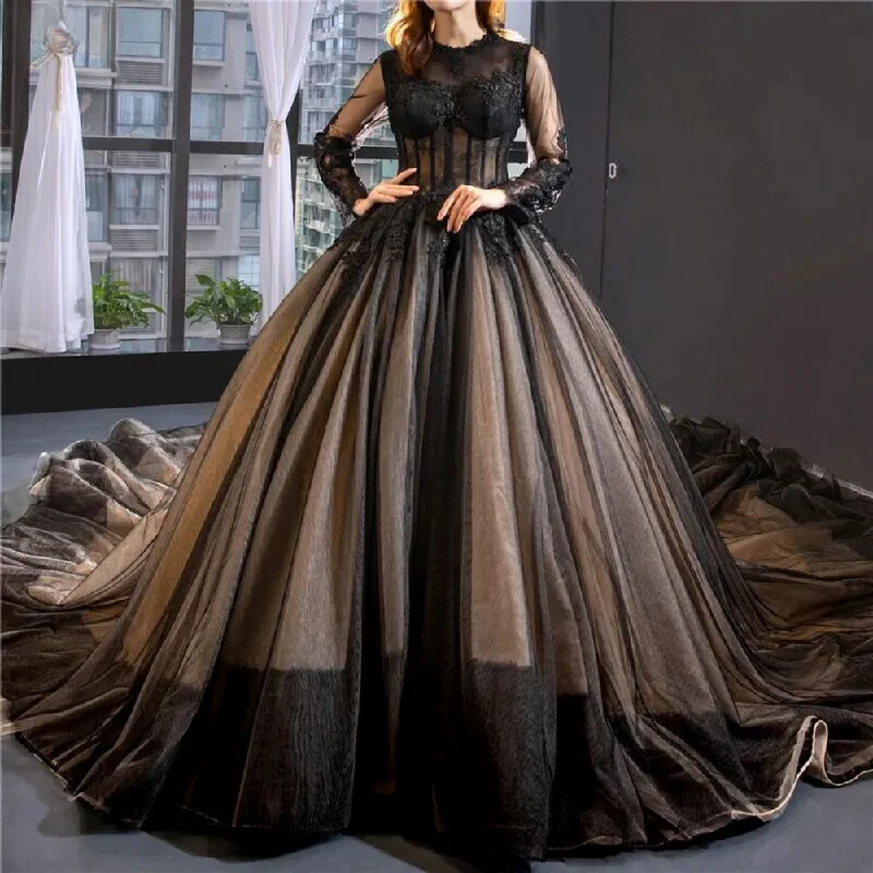 Noir Floral Elegance Gown Wedding Dress Style