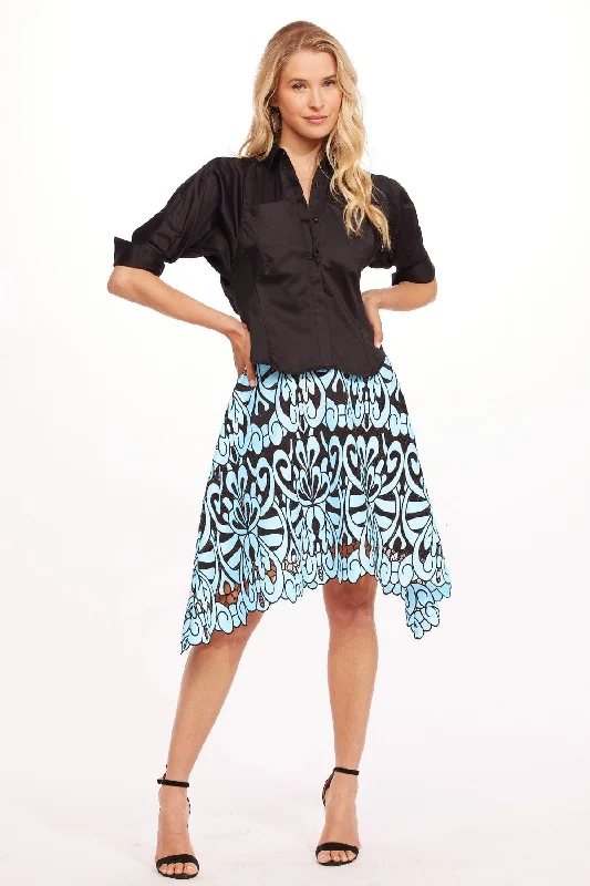 Gamine Skirt - Hacienda Blue Bold pattern unclassified skirts