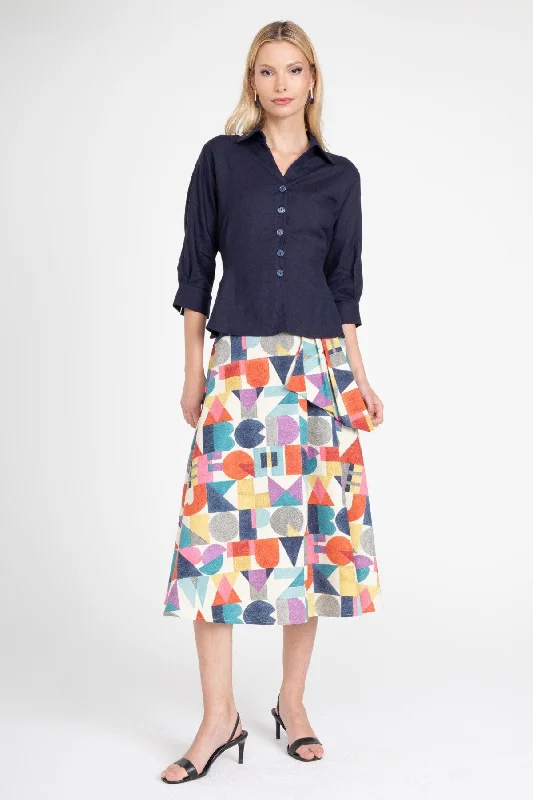 Alphabet Cotton Twill Skirt Vacation unclassified skirts