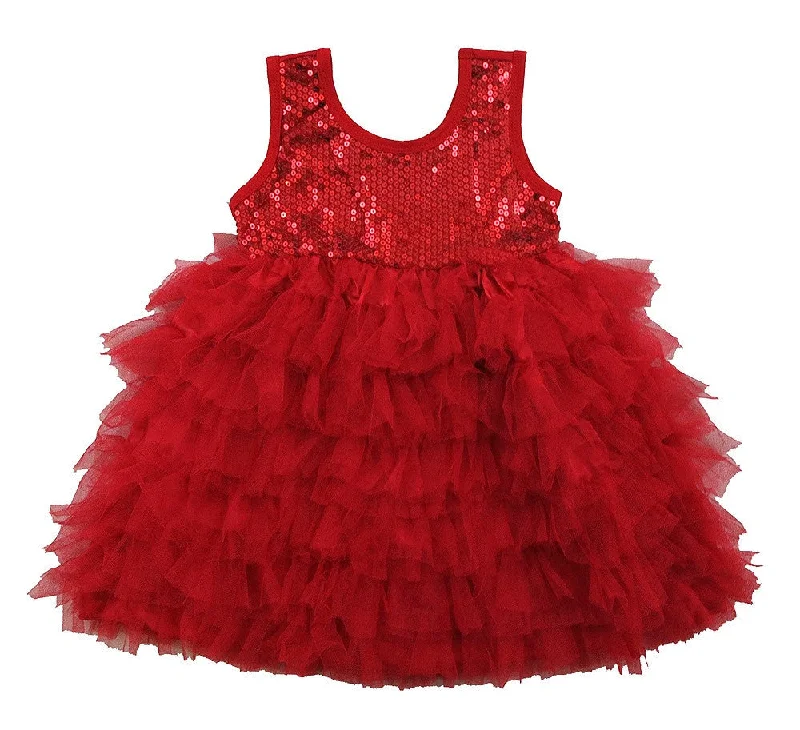 Red Sequin Tank-Top & Layer Skirt Dress Chiffon unclassified skirts