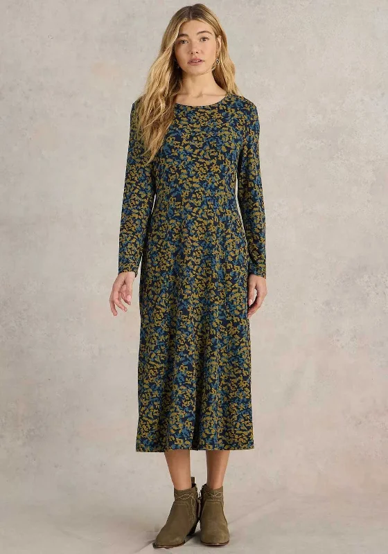 White Stuff Madeline Floral Jersey Midi Dress, Navy Festival midi dresses