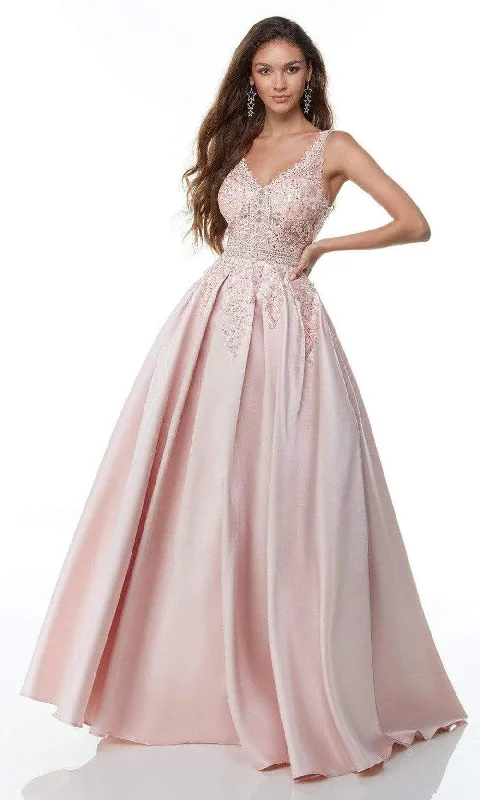 Alyce Paris - 61080 Floral V-Neck Mikado Ballgown Elegant party dresses