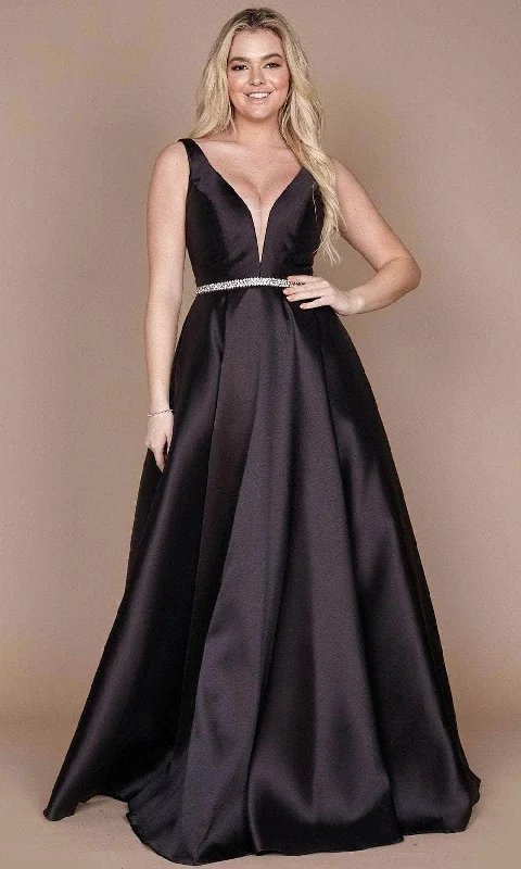 Dylan & Davids DD1830 - Plunging V-Neck Satin Ballgown Corset party dresses