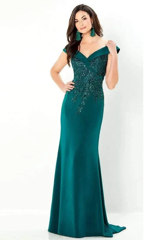 Montage by Mon Cheri - Lace Appliqued V-Neck Evening Dress 220932 Knitted party dresses