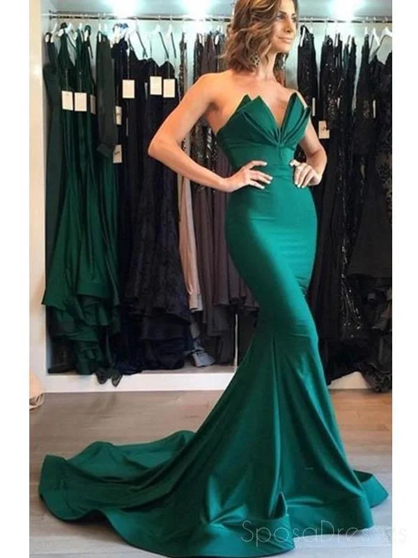 Emerald Green Mermaid Simple Cheap Formal Prom Dresses, 17068 Dark color unclassified dresses