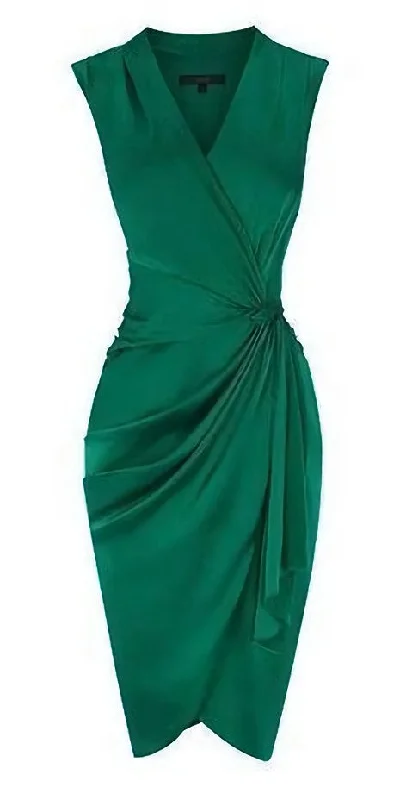 A Line Deep V Neck Green Satin Homecoming Dress Striped unclassified dresses