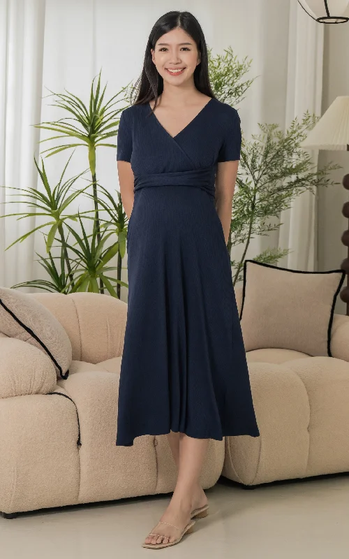 [BACKORDER] Ximena Knitted Nursing Dress in Navy Elegant unclassified dresses