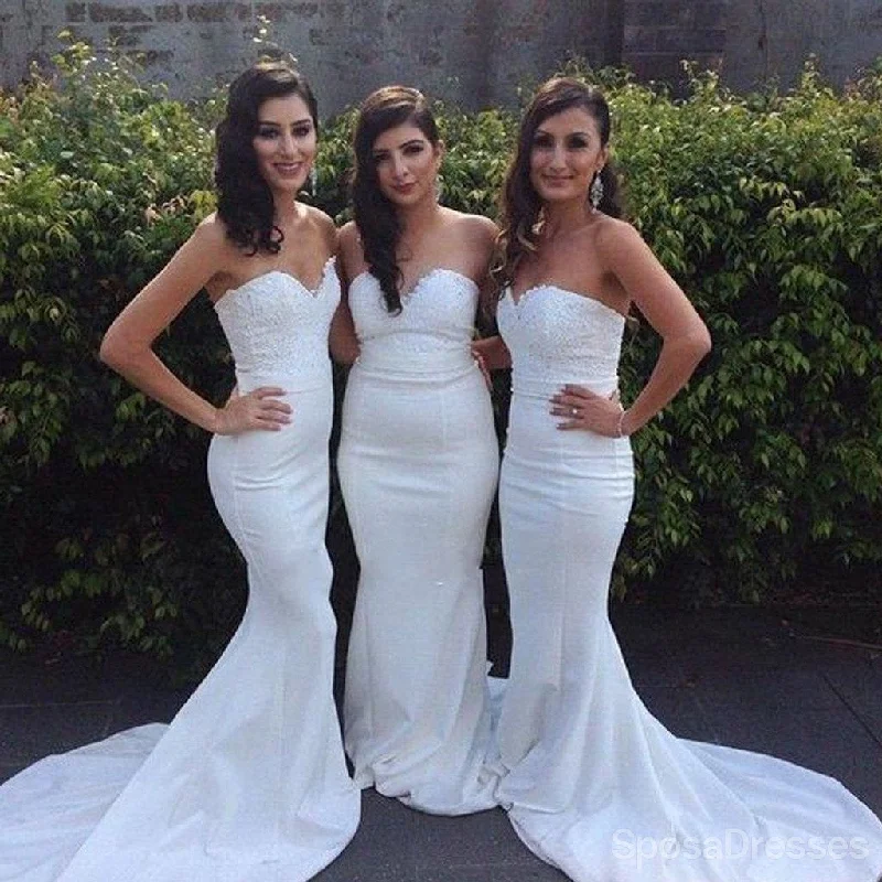 Beautiful White Sweet Heart Mermaid Sexy Bridesmaid Dresses, WG176 Tulle unclassified dresses