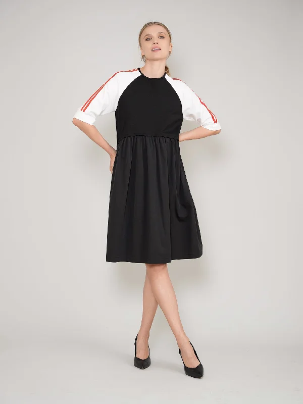 Black Dress with Red Strip on Sleeve Women's unclassified dresses