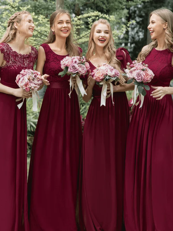 Burgundy Bridesmaid Gowns High-low unclassified dresses