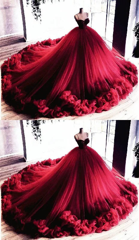 Burgundy Quinceanera Dresses, Ball Gown Prom Dress Ruched unclassified dresses