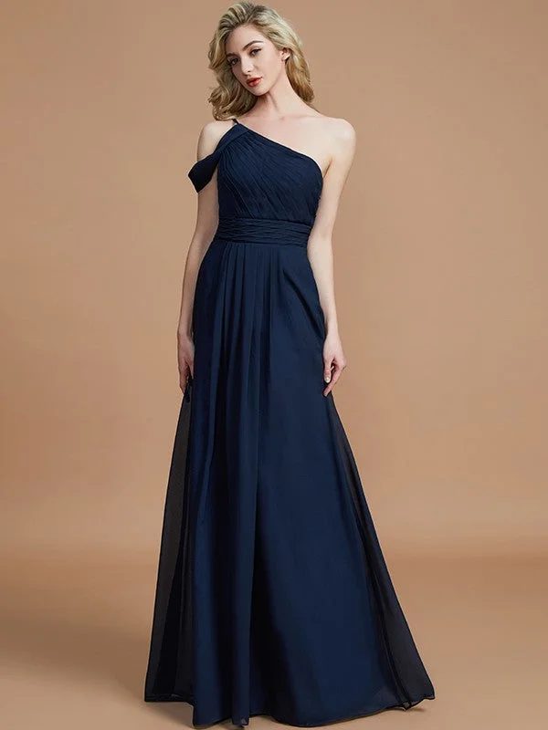 Charming One Shoulder Chiffon Sleeveless Bridesmaid Dresses Petite unclassified dresses