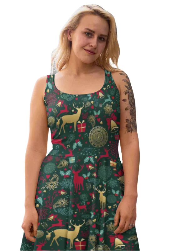 Christmas Reindeer Skater Dress With Pockets [IN STOCK] Best-selling unclassified dresses