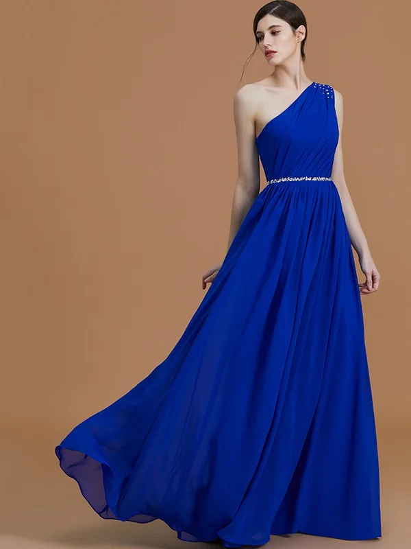 Classy Sleeveless One Shoulders Beading Chiffon Bridesmaid Dresses Elegant evening unclassified dresses