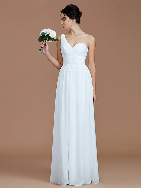 Classy Sleeveless One Shoulders Ruched Chiffon Bridesmaid Dresses Engagement unclassified dresses